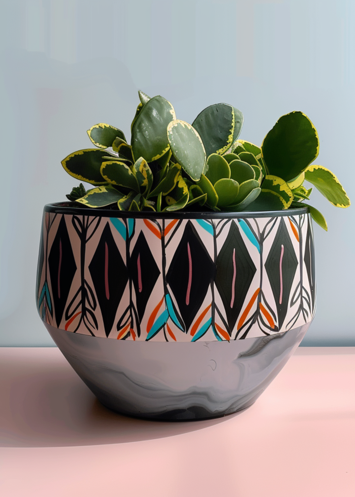 African Heritage 10.5-Inch Hand-Painted Planter