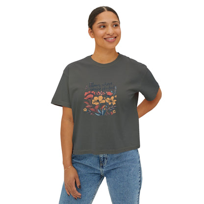 Bloom Where You’re Planted Women’s Boxy Tee – Floral Inspirational Graphic Shirt