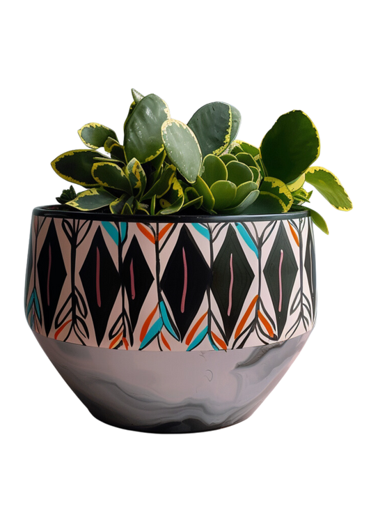 African Heritage 10.5-Inch Hand-Painted Planter
