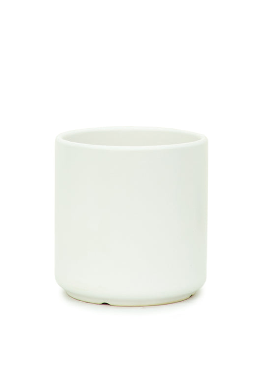 Cylindrical Ceramic Planter White 5" Wide